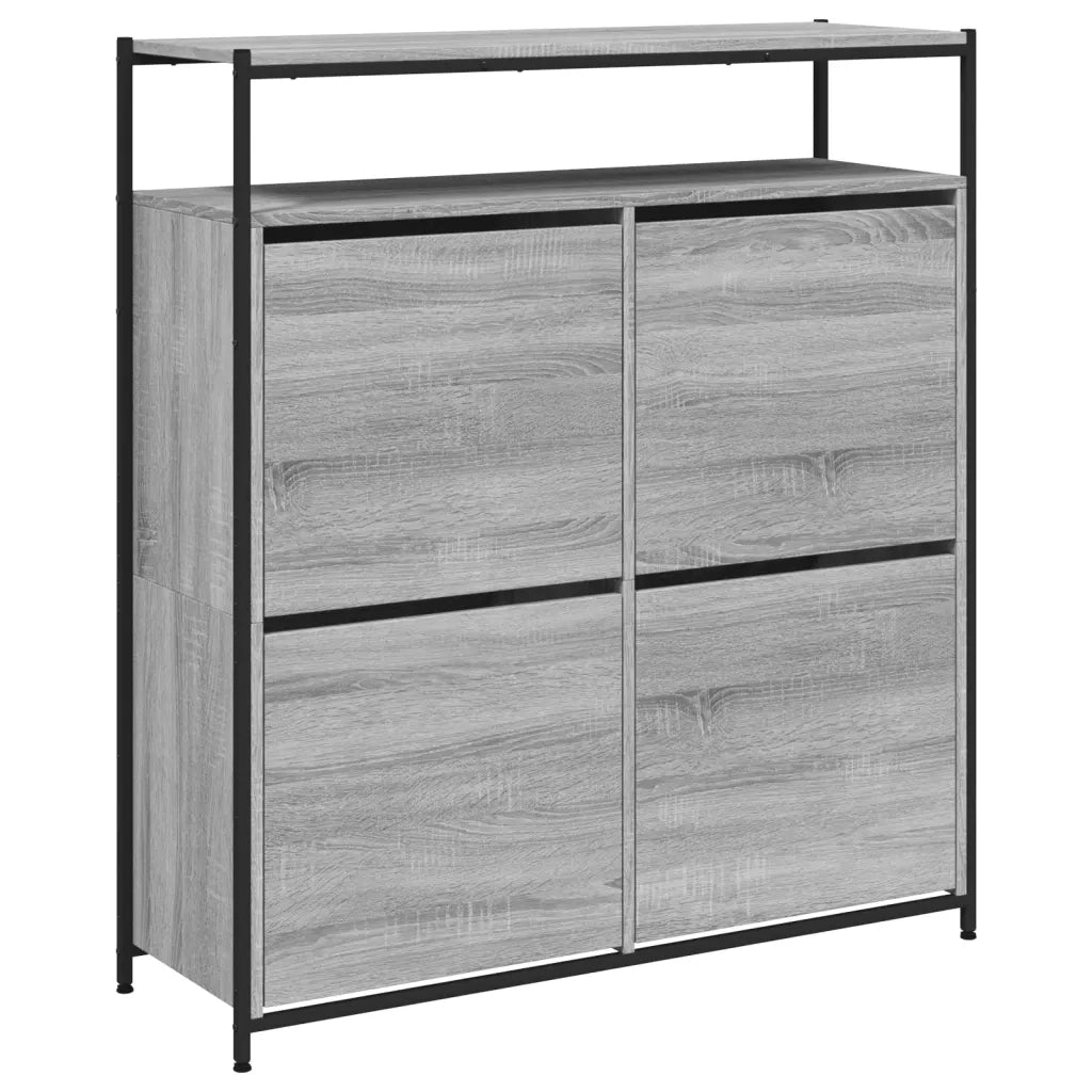 Scarpiera 4 Cassetti Ribaltabili-Scaffale per scarpe Grigio Sonoma 100x34x112 cm