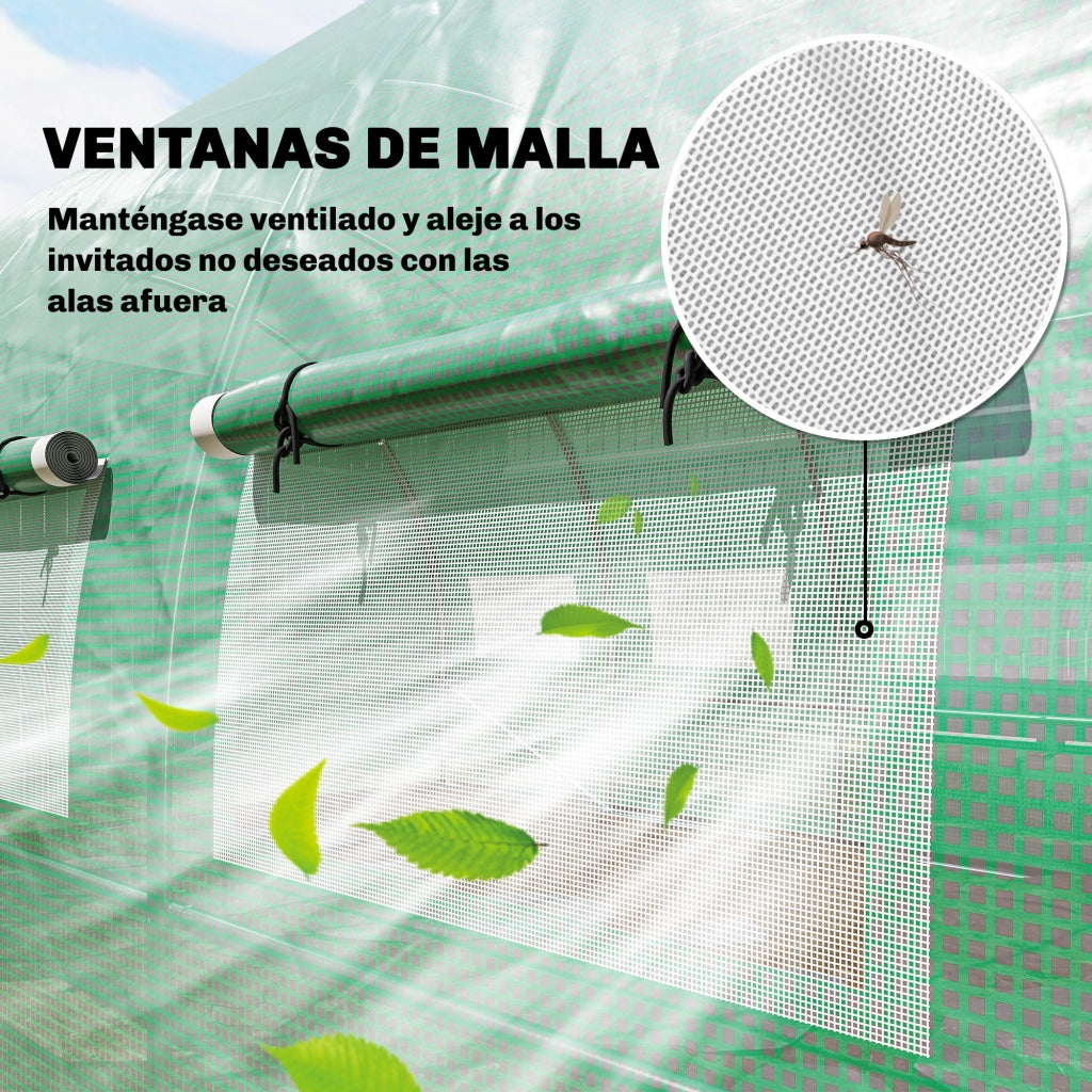 Serra Tunnel 6x3x2 m ¨C zephmum ¨C Verde, Acciaio, 12 Finestre