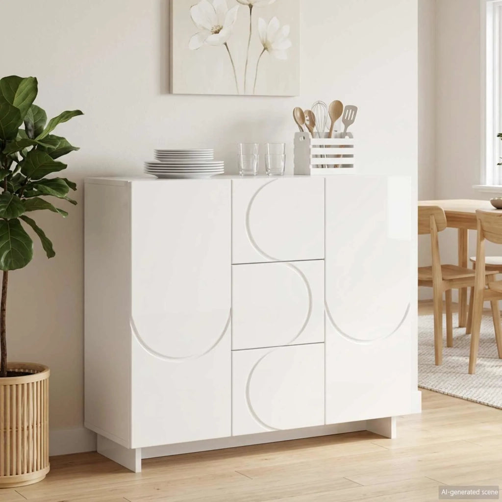 Credenza Bianco Lucido 85,5 x 31 x 75 cm Legno ingegnerizzato 8011553