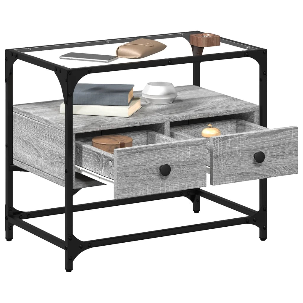 Mobile TV | Armadietto TV | Mobile Porta TV Piano Vetro Grigio Sonoma 60x35x51 Legno Multistrato