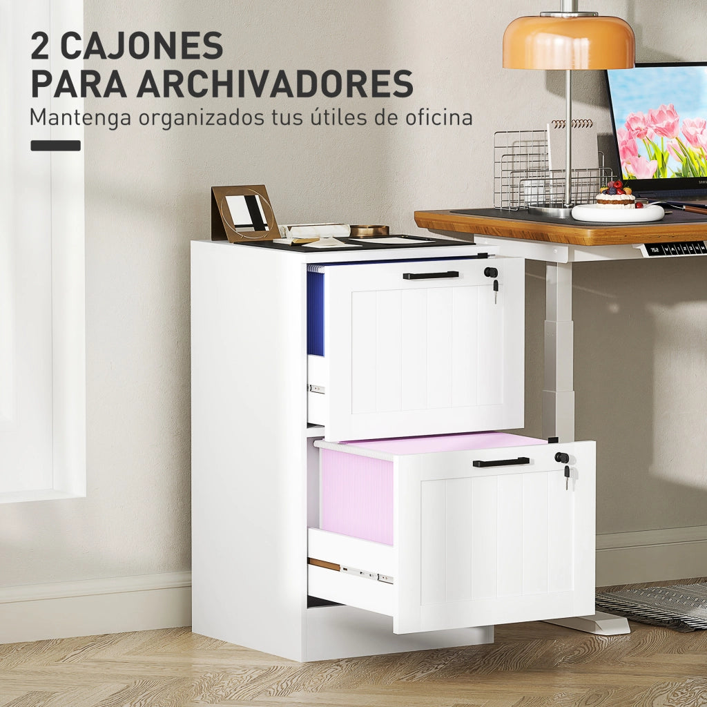 Cassettiera per Scrivania con 2 Cassetti ¨C Zephmum ¨C Bianco 60x40x