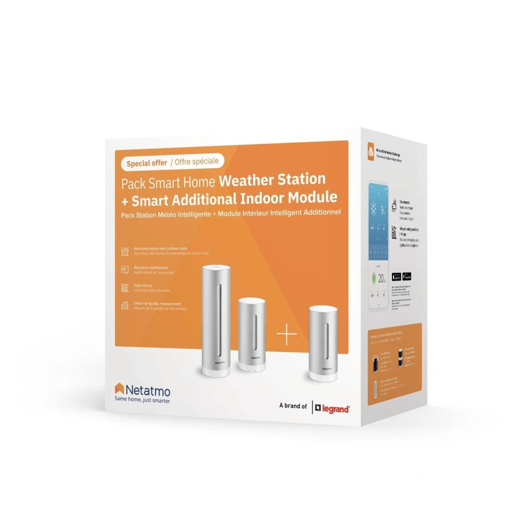 Netatmo NBU-NWS-NIM-EU Stazione Meteo Intelligente Modulo Interno Aggiuntivo Wi-Fi HomeKit Alexa colore Argento