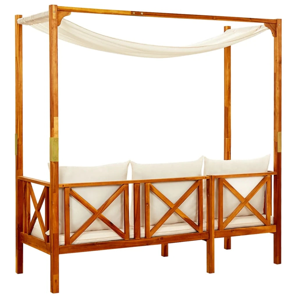 Panca da giardino mobili da esterno per patio terrazza con tettoia legno massello di acacia 02_0011343