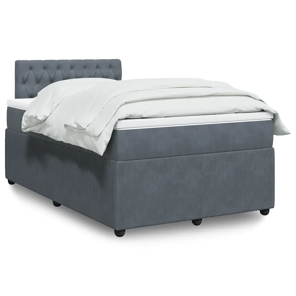 Giroletto a Molle con Materasso Grigio Scuro 120x190 cm Velluto
