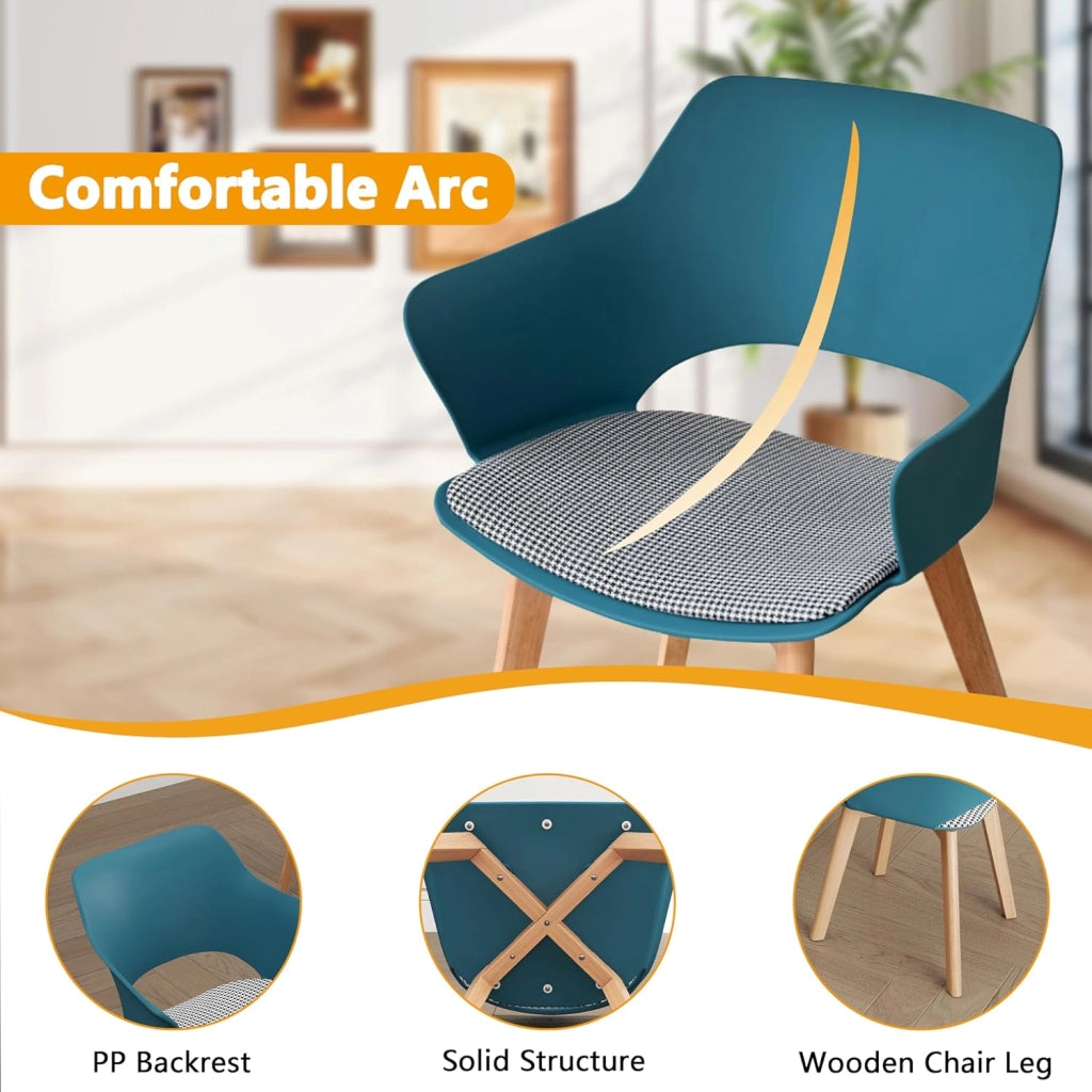 GrandCA HOME Set di 6 Sedie da Cucina Nordica Sedia da Pranzo con Gambe in Legno Massello, Sedie Imbottite per Camera da Letto, Soggiorno, Cucina,Verde-N
