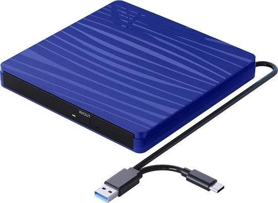 Letto portatile ultradunno per CD/DVD con funzione di bruciare per laptop/PC con Windows 11 - lettore multifunzione per riprodurre e bruciare - progettazione ultradunno - compatibile con Windows 11 - installazione plug-and-play - prestazioni affidabili