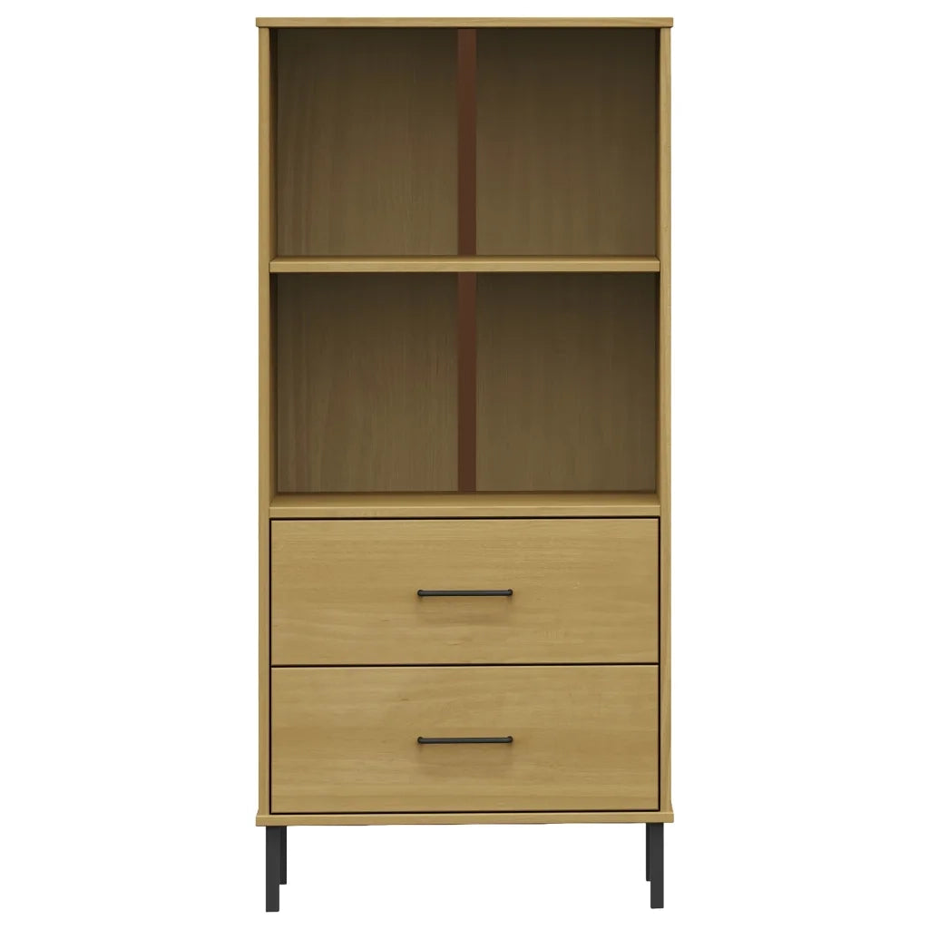 Libreria 2 Cassetti Marrone 60x35x128,5 cm Legno Massello OSLO 351009