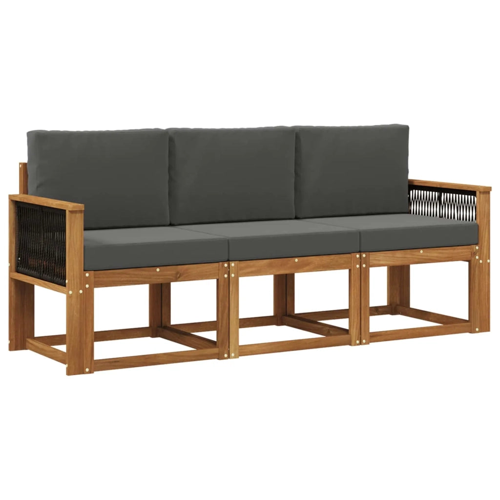 Set di divani da esterno con cuscino 3 pcs Naturale e Antracite