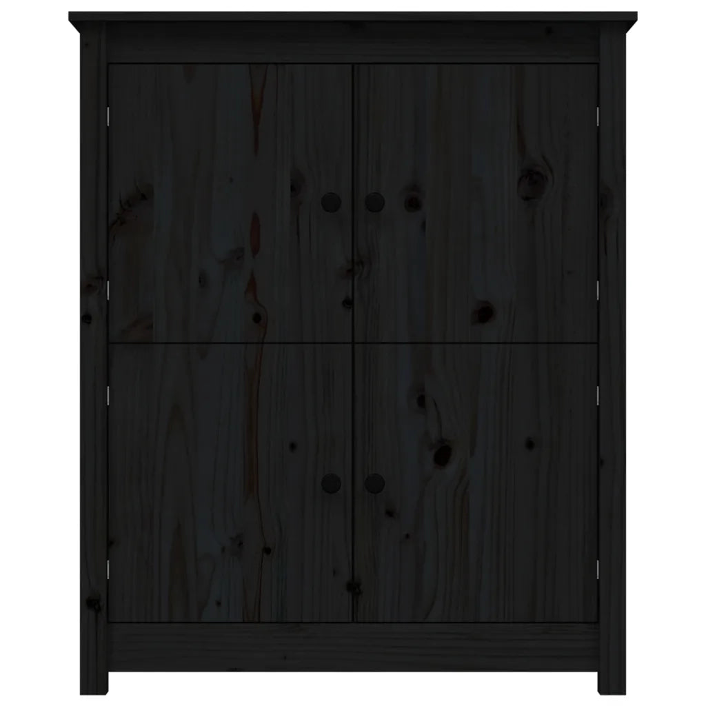 Credenza Nera 83x41,5x100 cm in Legno Massello di Pino 821511