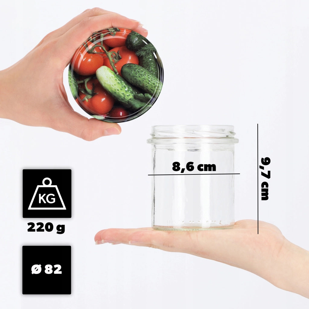 Barattoli per conserve KADAX Avila 350 ml 10 pezzi 82 mm + coperchi "Verdure"