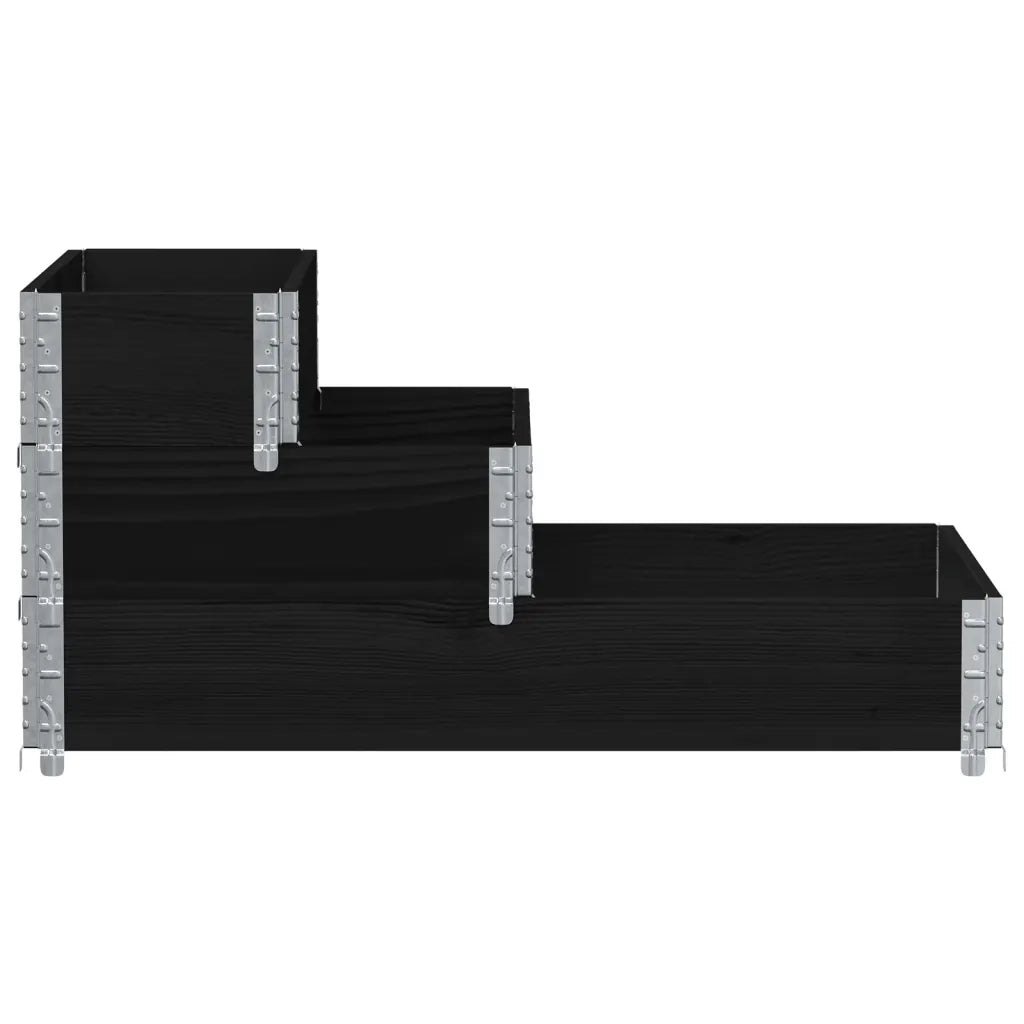Fioriera Rialzata a 3 Livelli-Vaso da Esterno-Fioriera Elevata Nera 120x80 cm Legno di Pino 526537