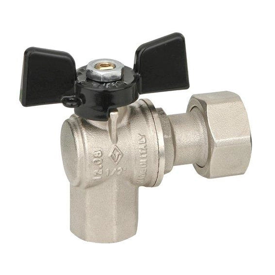 VALVOLA A SFERA AD ANGOLO A PASSAGGIO TOTALE FF DADO MOBILE- 1/2x3/4 DN 15  PN 40- BUGAT- pezzi 1