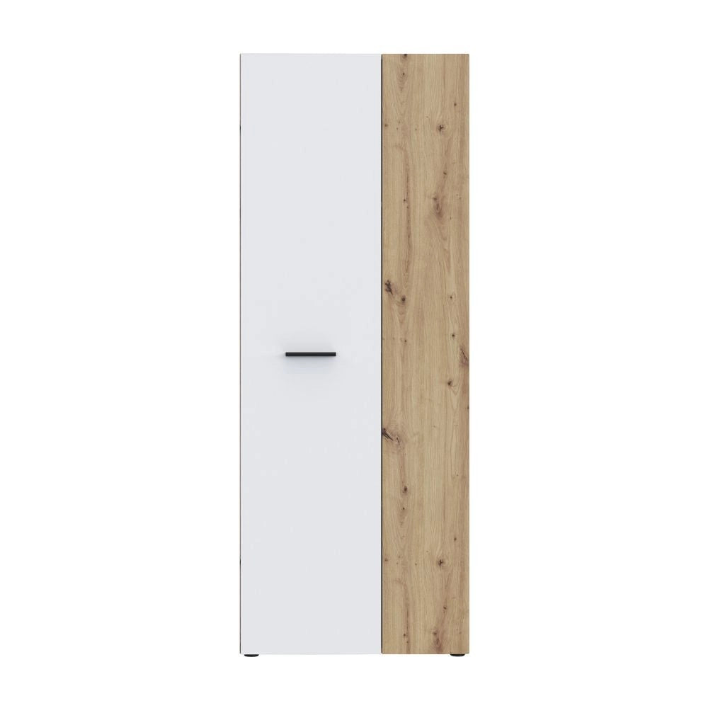 Armadio multiuso Teodoro 2 ante con portascope struttura rovere e 1 anta bianco