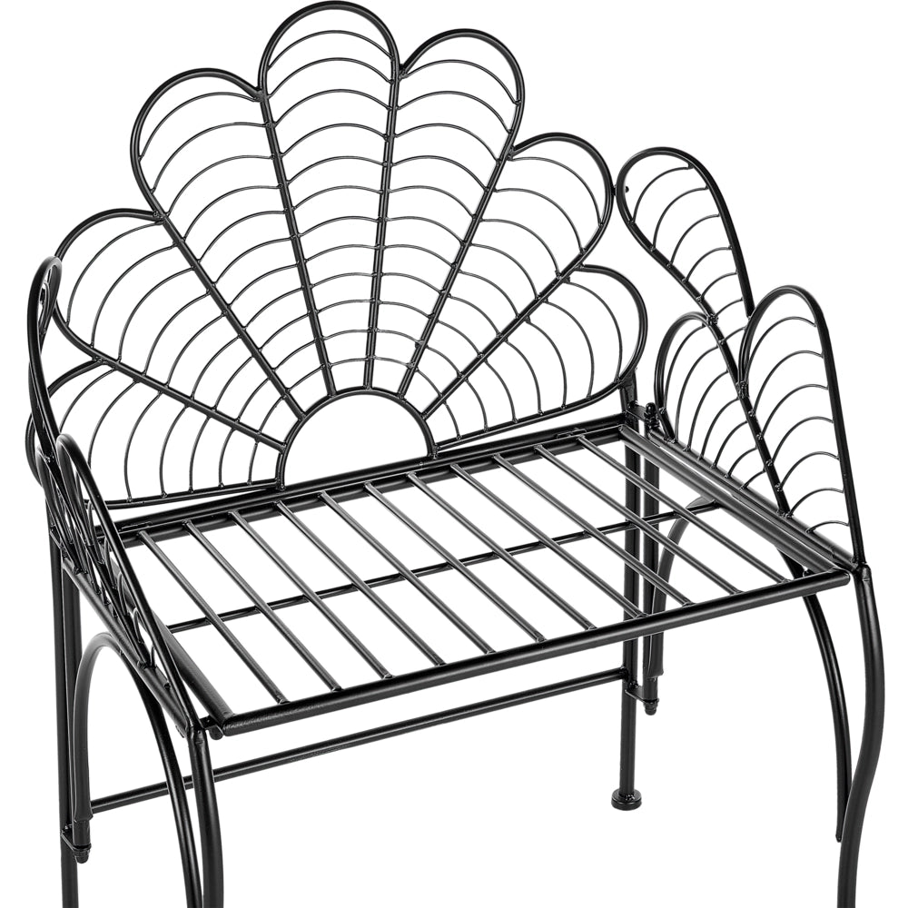 Sedia da giardino in metallo nero con braccioli per esterni in stile retrò vintage
