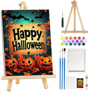 Set di tela per dipinti a tema Halloween per adulti - Incluso cavalletto in legno - Set di tela per dipinti a olio - Incluso pennelli - Dipinto da assemblare