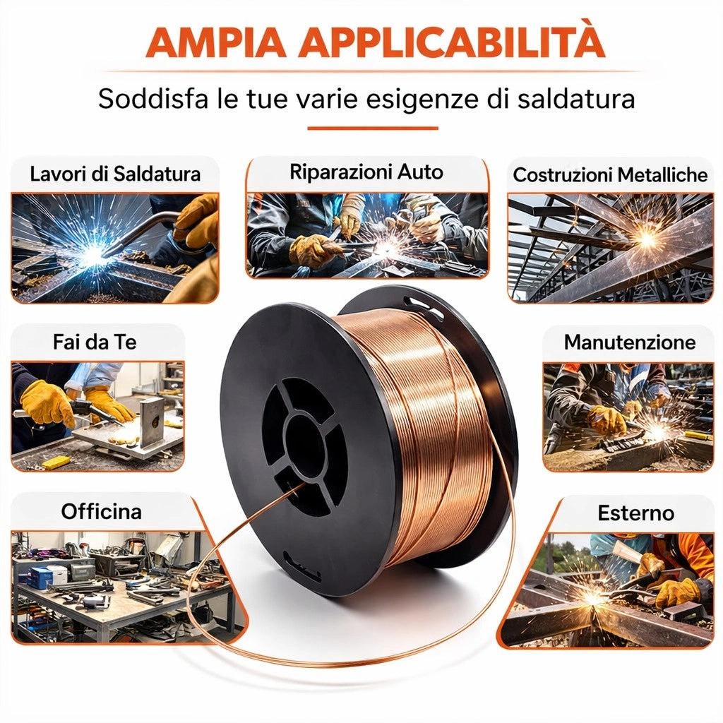Filo Saldatura MIG ER70S-6 Ø 0.9 mm Bobina 1 Kg per saldatura su acciaio 455212