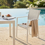 Poltrona da Giardino Impilabile in Alluminio Textilene cm 55x58x85 - WOODY