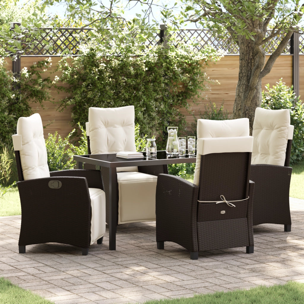 Set da Pranzo da Giardino a 5 Pezzi Marrone Polyrattan