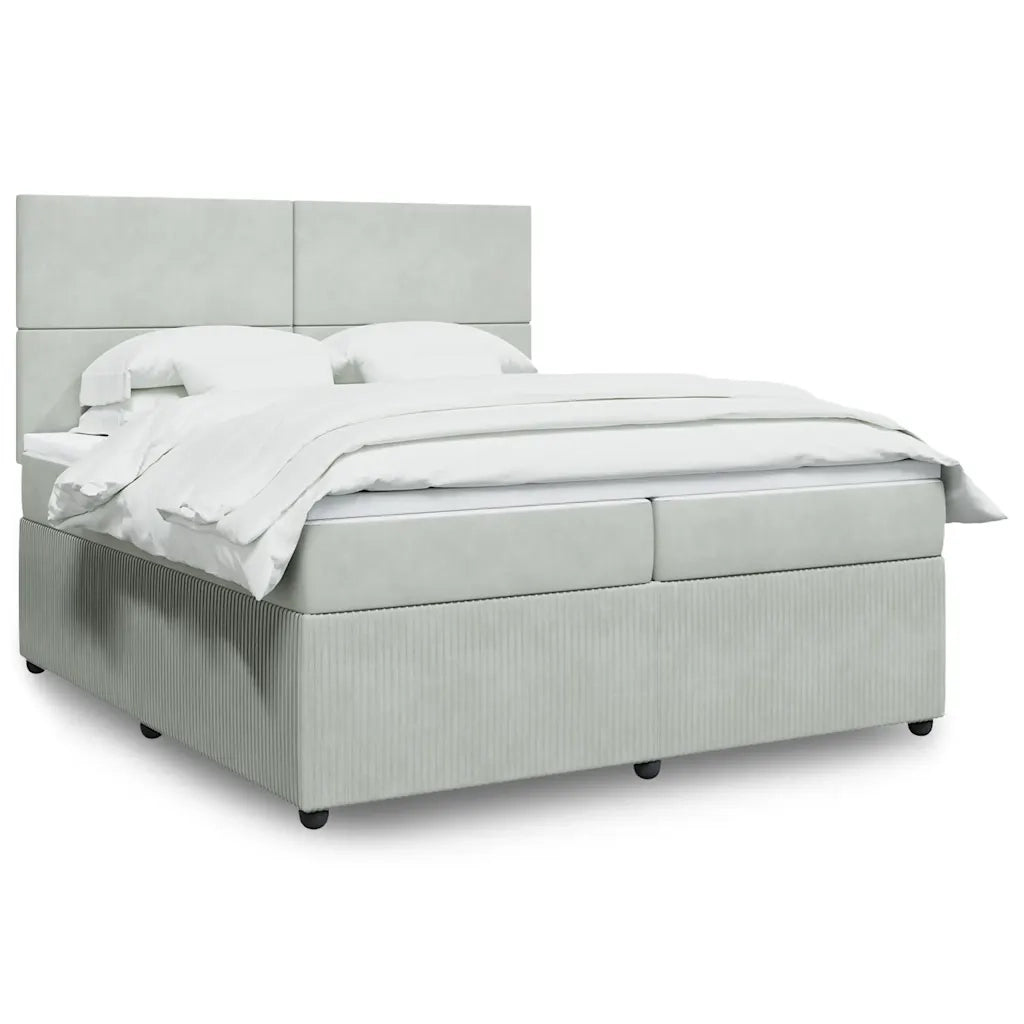 Giroletto a Molle con Materasso Grigio Chiaro 200x200cm Velluto