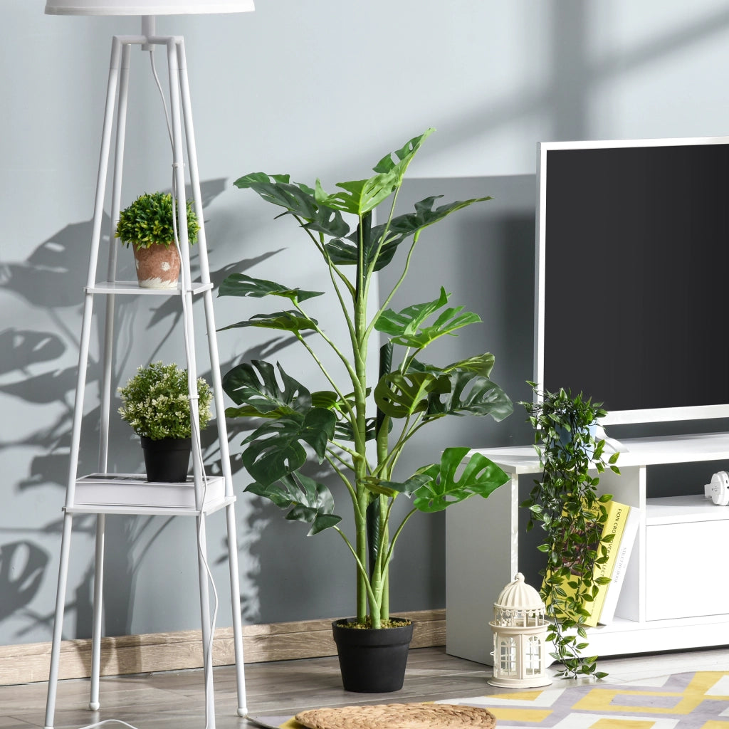 Planta Artificiale Monstera con Vaso Cemento ¨C Zephmum ¨C Verde ?16x100 cm