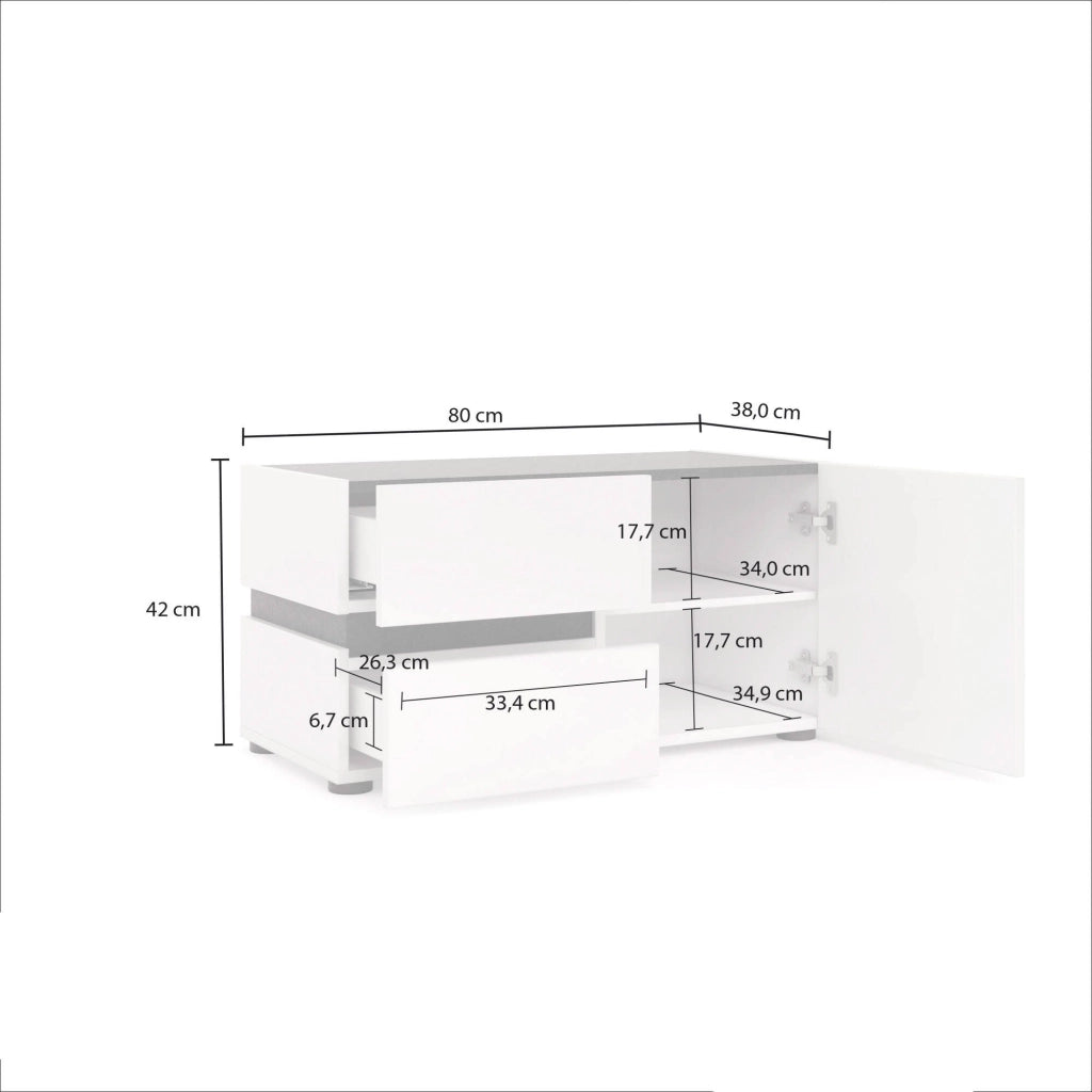 Seul, Mobile da Ingresso 2 Cassetti Made in Italy, 80x38x42h cm Bianco Lucido