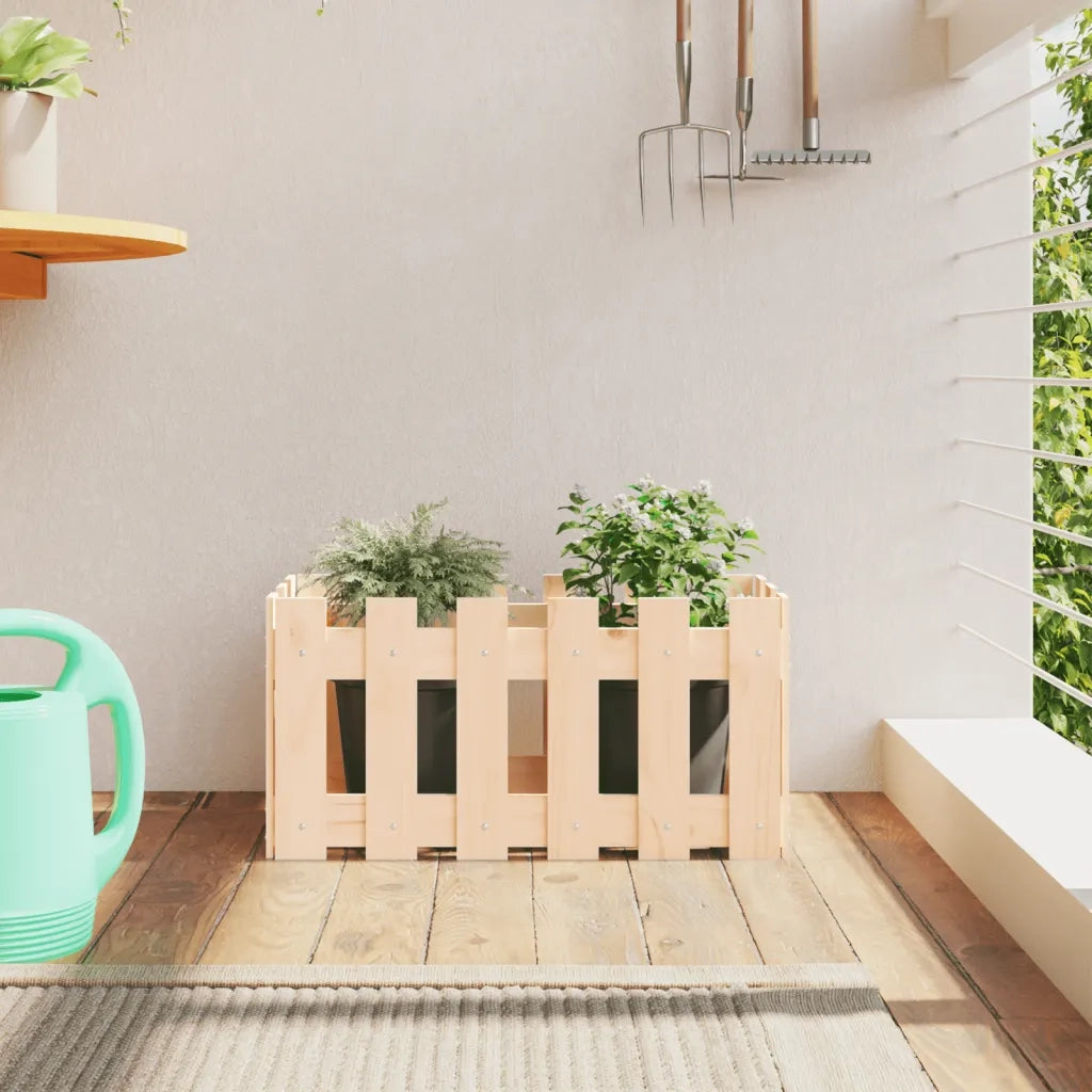 Fioriera Giardino Design a Recinzione 60x30x30 cm Massello Pino 832467