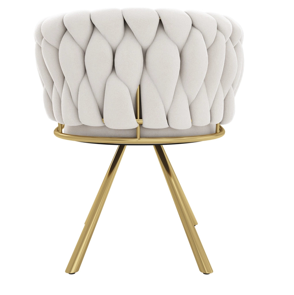 Sedia da pranzo girevole 360° in velluto beige e oro