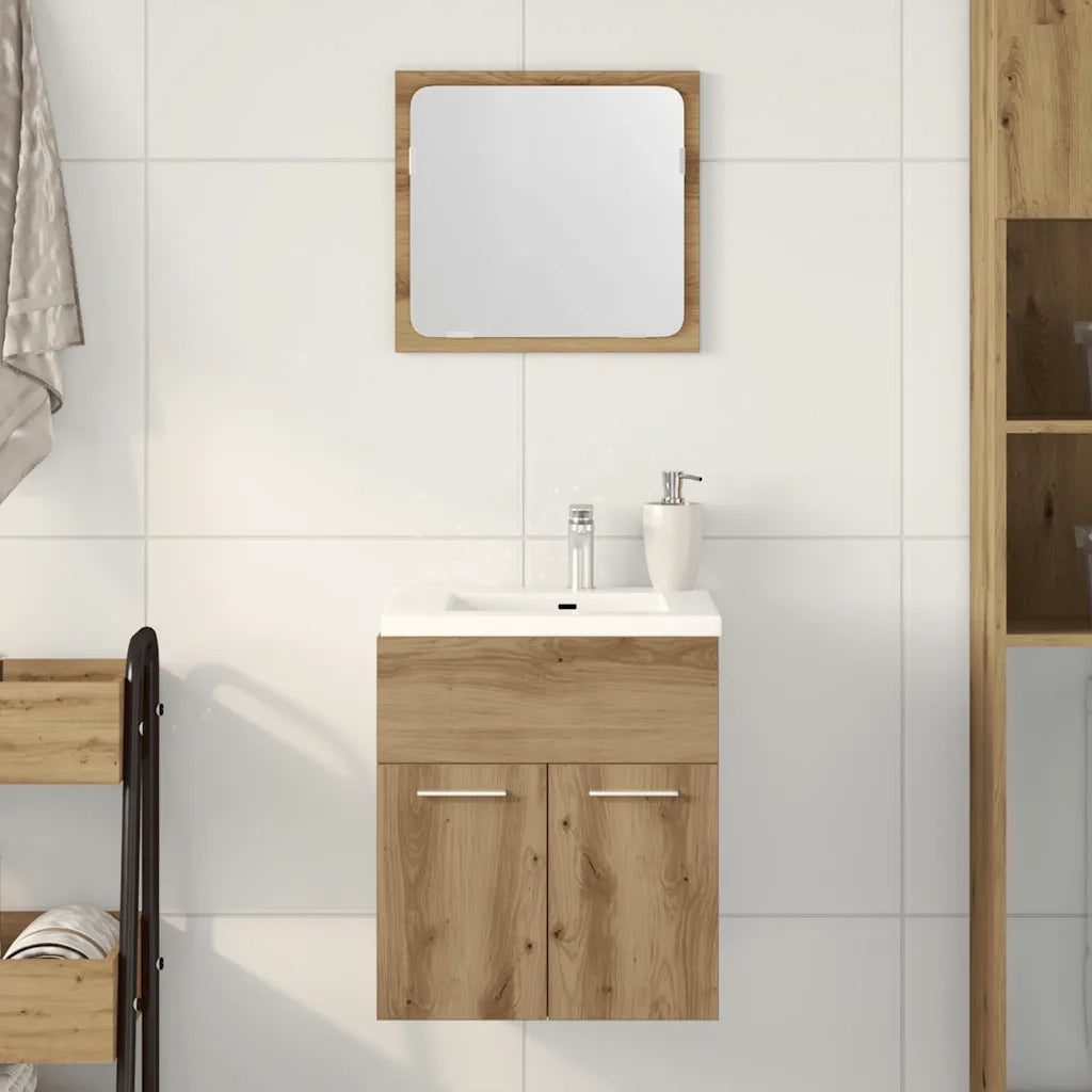 Set Mobili da Bagno 2 pz Rovere Artigianale Legno Multistrato