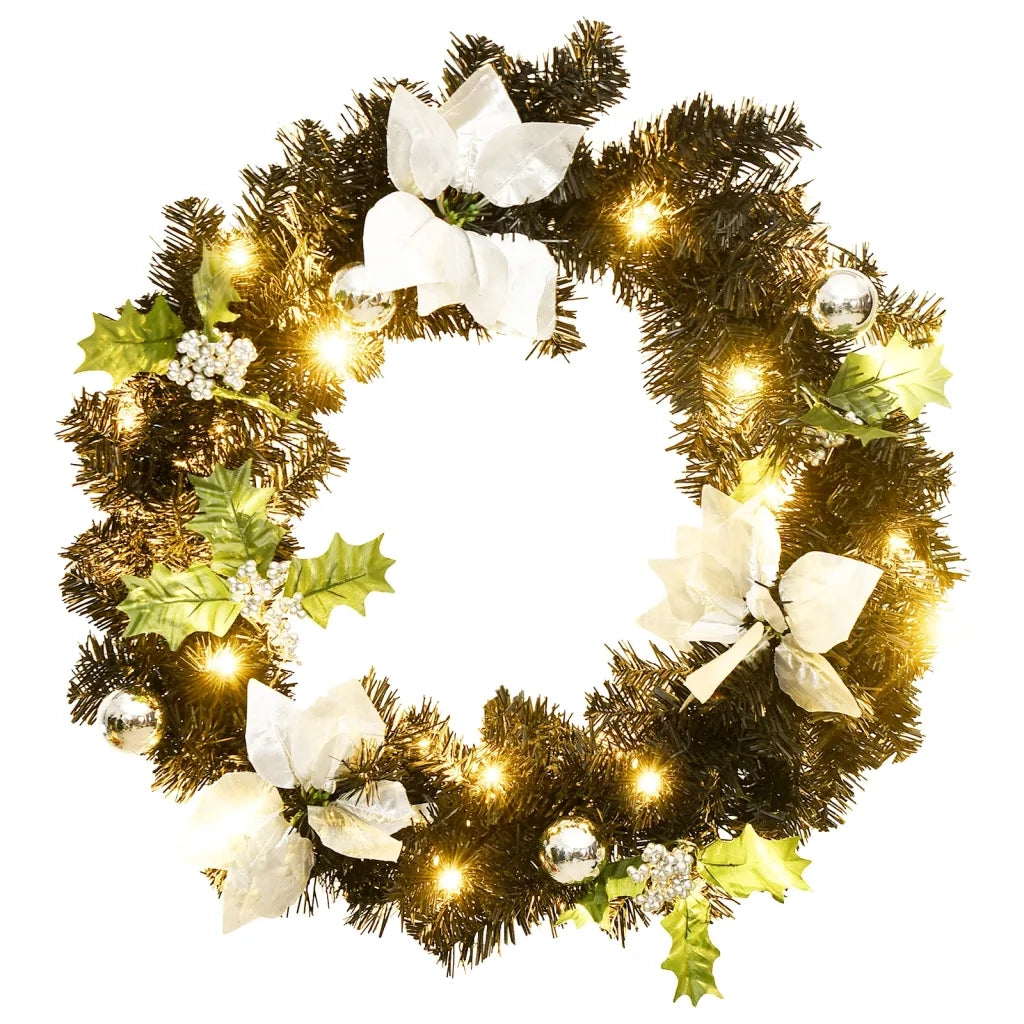 Ghirlanda Natalizia con Luci LED Nera 60 cm in PVC CFW5199401