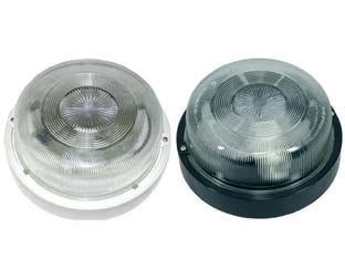 PLAFONIERA TONDA IN POLIPROPILENE SENZA GABBIA  max 60w IP44  ø 200x90h. colore nero