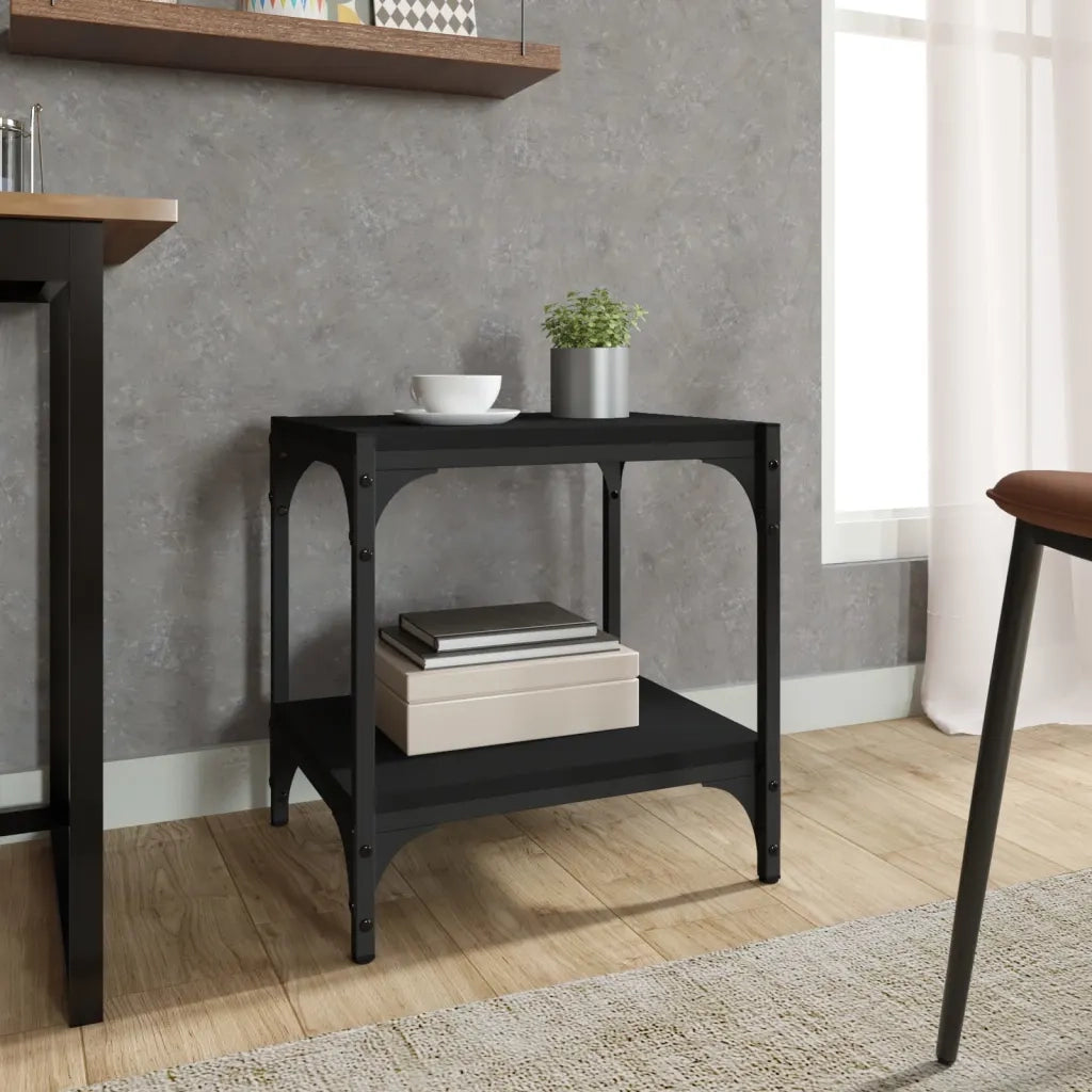 Mobile Porta TV Nero 40x33x41 cm in Legno Multistrato e Acciaio 819302