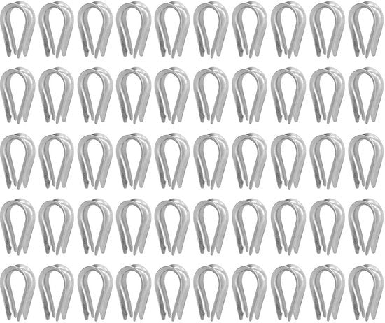 Clips per cavo 50 pezzi - Acciaio inossidabile - Adatto per cavi in acciaio - Duraturo - Resistenti alle abrasioni - Corrosione resistente - Protezione per cavi