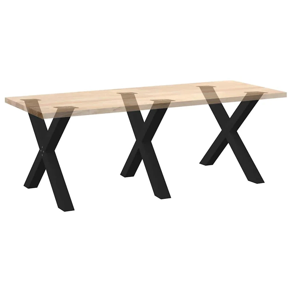 Set di 3 gambe per tavolo da pranzo a forma di X dimensioni 90 x 72-73 cm con piedini regolabili stile moderno acciaio nero 02_0057266
