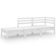 Set Divani da Giardino 3 pz | Set Salotto da Giardino Bianco in Legno Massello di Pino