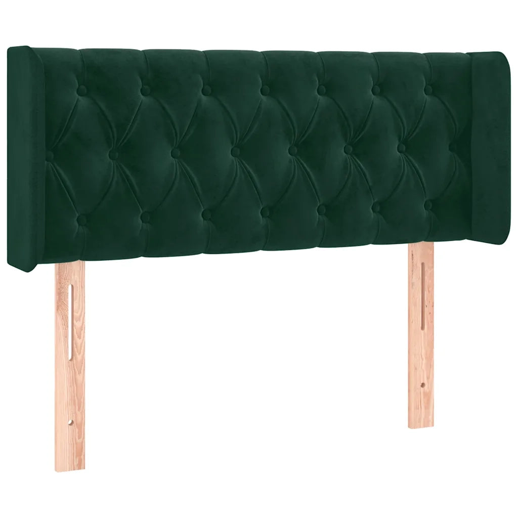 Testiera | Testata ad Orecchio Verde Scuro 93x16x78/88 cm in Velluto
