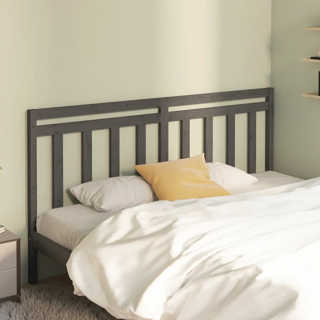 Testiera | Testata per Letto Grigia 206x4x100cm in Legno Massello di Pino
