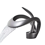 NAVIS | Rubinetto a cascata di design per bagno  nero | Elegante rubinetto in acciaio inossidabile premium per lavelli | Miscelatore  2 attacchi