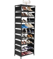 Organizzatore di 10 livelli per scarpe per spazi stretti, ripiano verticale per scarpe per ingresso porta, corridoio di casa (Nero)