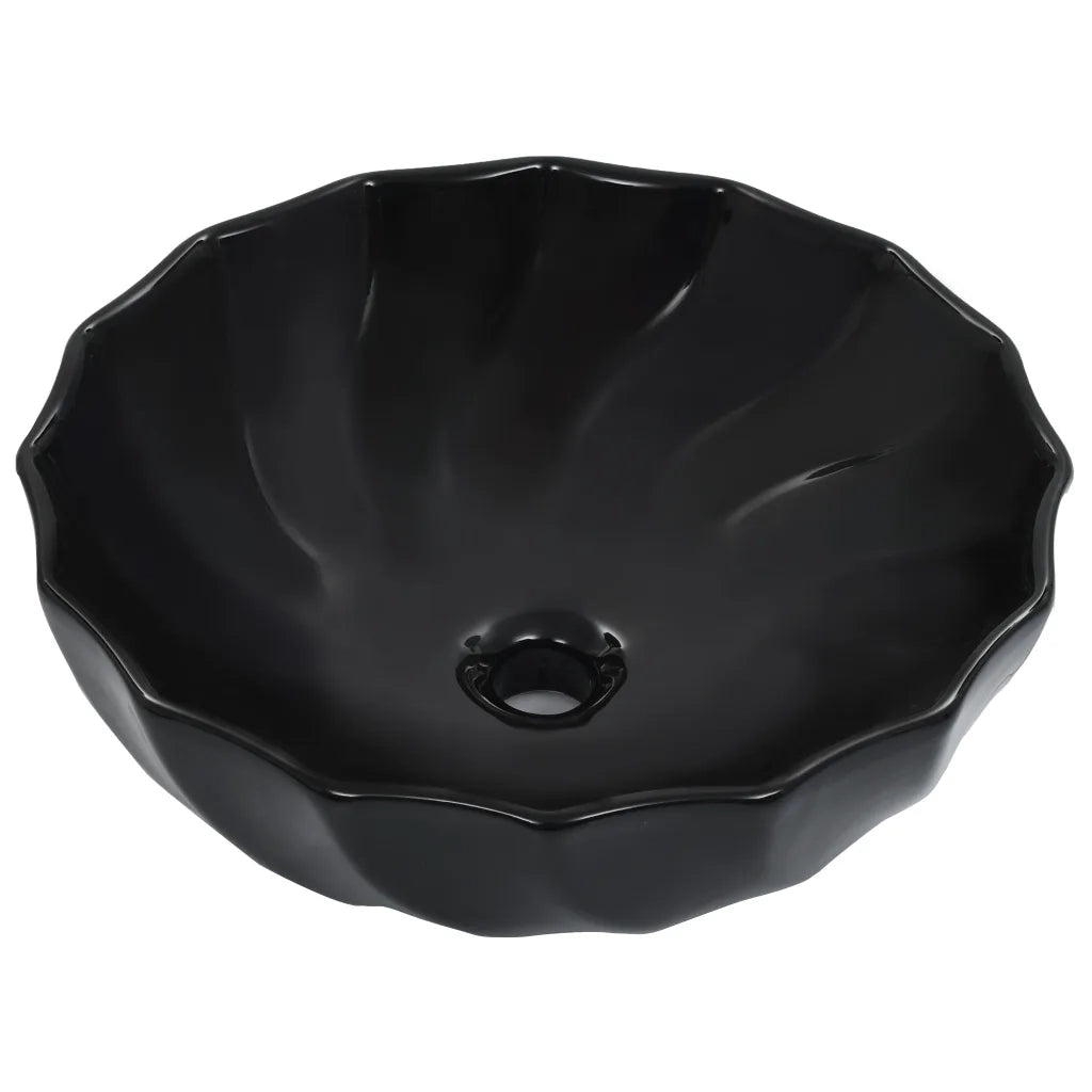 Lavandino 46x17 cm in Ceramica Nero cod mxl 40300