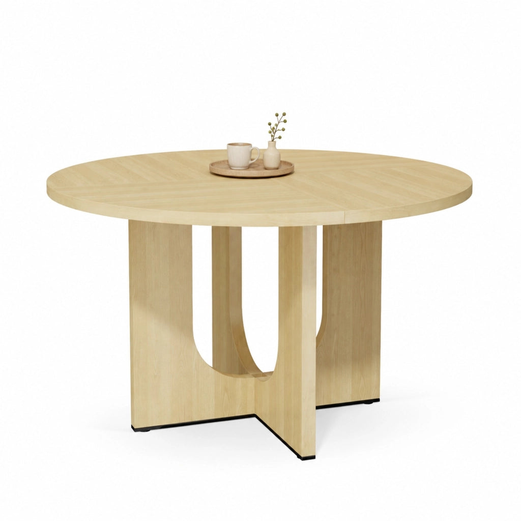 Tavolo rotondo da pranzo 120 cm, stile scandinavo, colore rovere, per 4-6 persone