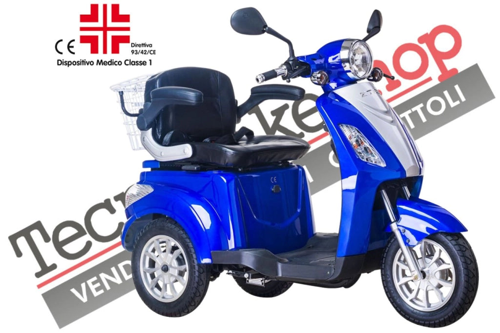 Scooter Z-TECH ZT-15-D "TRILUX PLUS" 3 RUOTE Differenziale per Disabili e Anziani -Blu