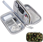 Organizzatore cavi - accessori di viaggio - organizzatore cavi - organizzatore cavi - piccolo - per accessori elettronici - batteria ricaricabile USB - cavo di ricarica (verde chiaro)