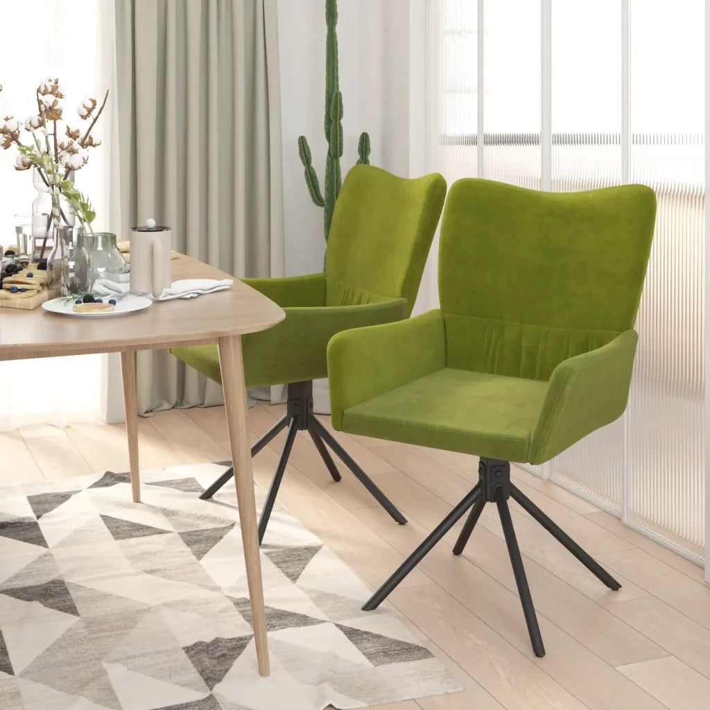 Sedie da Pranzo Girevoli 2 pz Verde Chiaro in Velluto cod mxl 29660