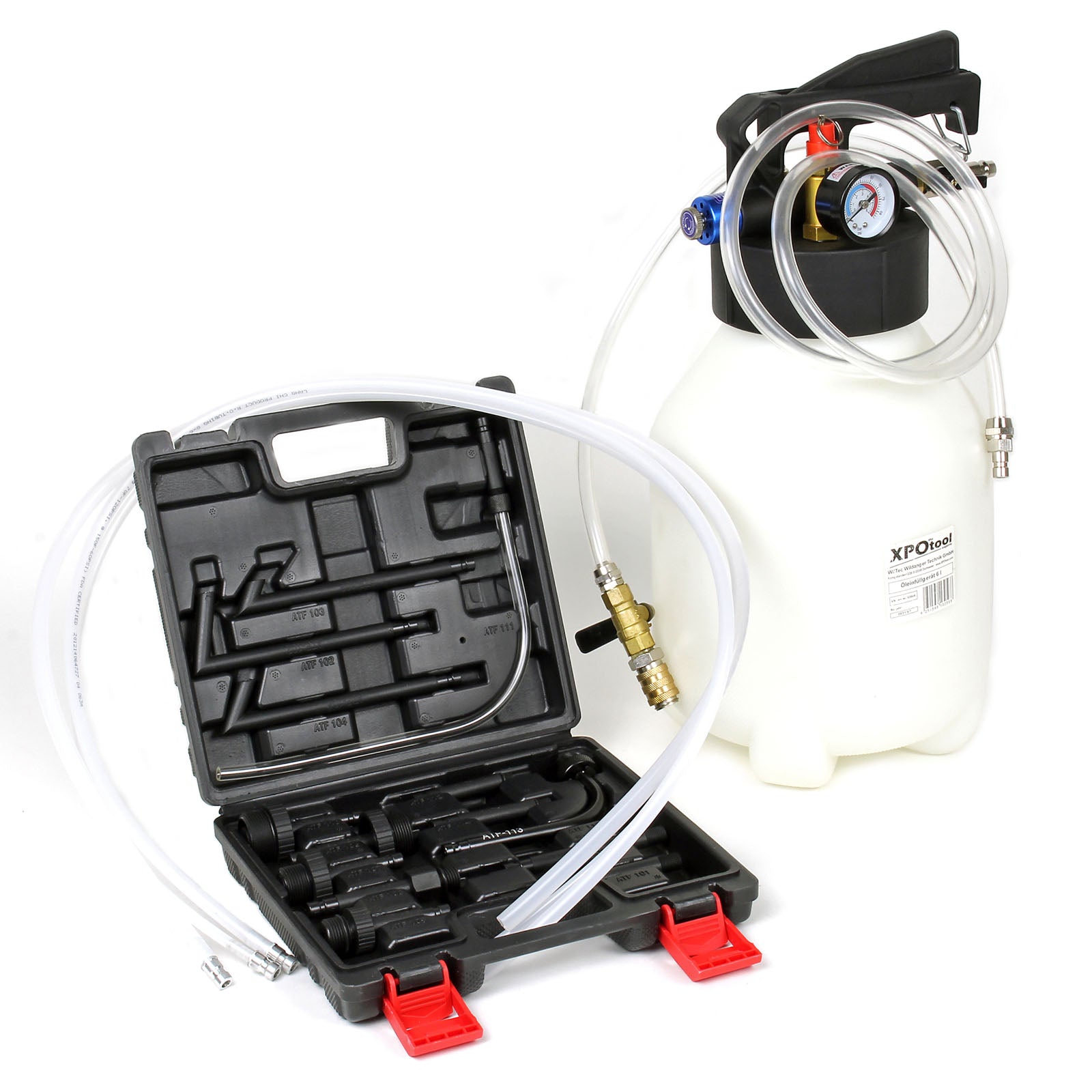 Dispositivo per riempimento olio 6 l Incl. 13 adattatori ATF Cambio olio anche per cambi moderni