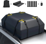 Borsa da Tetto per Auto Impermeabile 15Cu.Ft/425L, Box Tetto Universale con Tappetino Antiscivolo+ 12 Cinghie+ 6 Ganci, Sacca per Auto con/senza Barre Portapacchi(Nero)