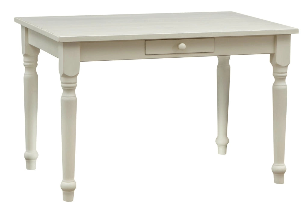Biscottini Tavolo scrittoio Country in legno massello di tiglio finitura bianca anticata L120xPR80xH80 cm. Made in Italy