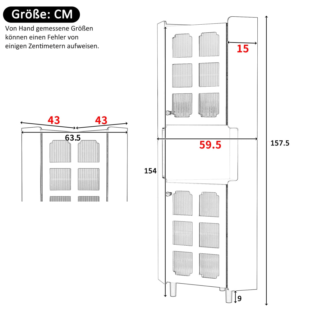 Armadio angolare 63,5x157,5 cm nero in MDF, LED con app e 2 ante