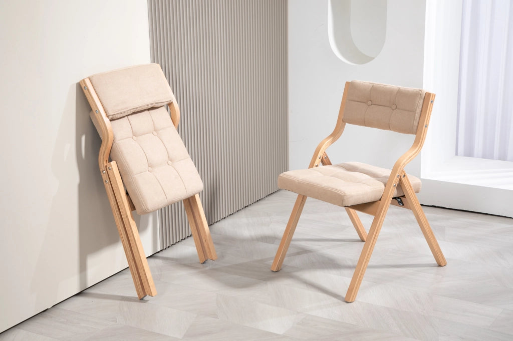 SEDIA Pieghevole imbottita in legno cachi Set da 2 pezzi