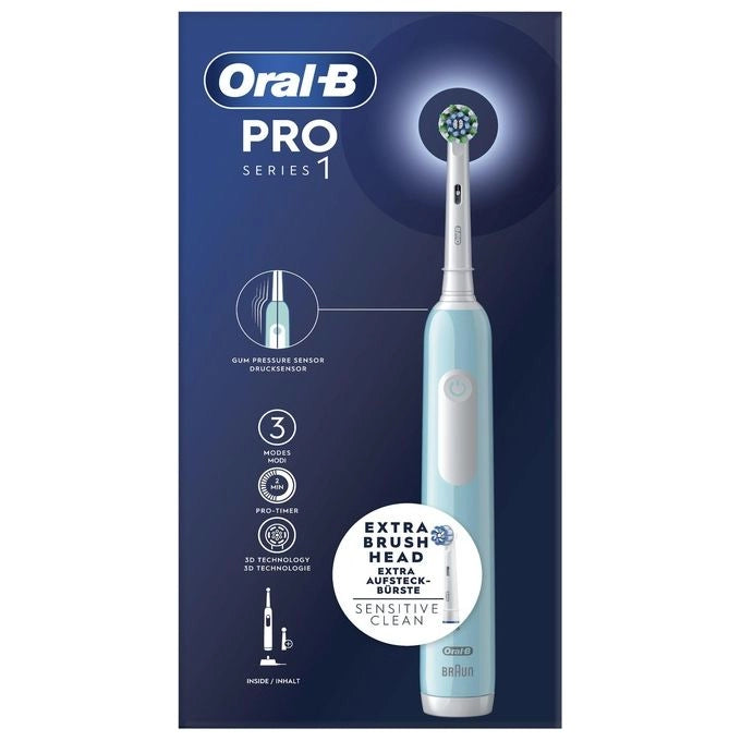 Oral-B Spazzolino Elettrico Ricaricabile Series 1 Blu con 2 Testine di Ricambio, 1 Spazzolino