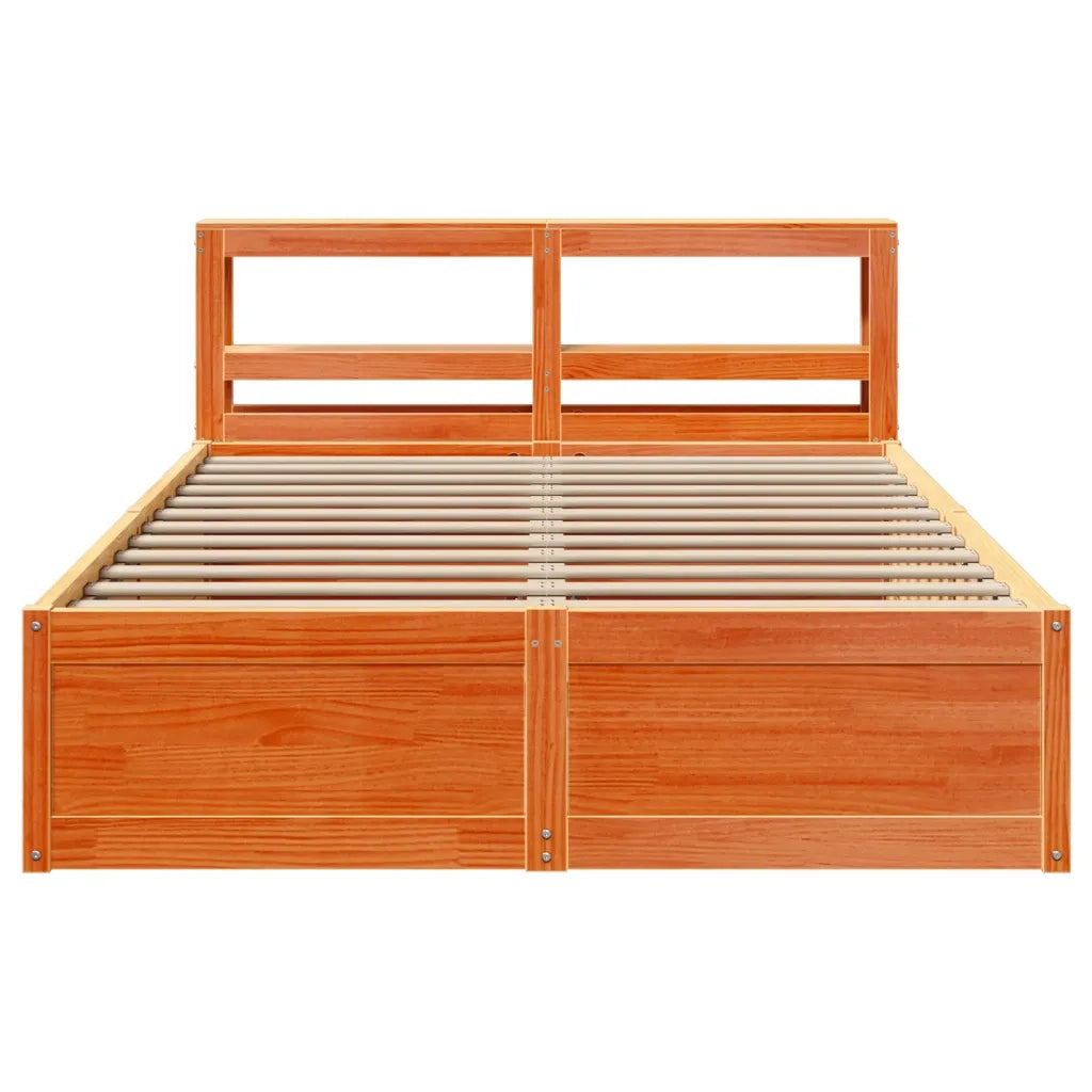 Giroletto con Testiera Marrone Cera 140x200 cm Massello Pino 3306344
